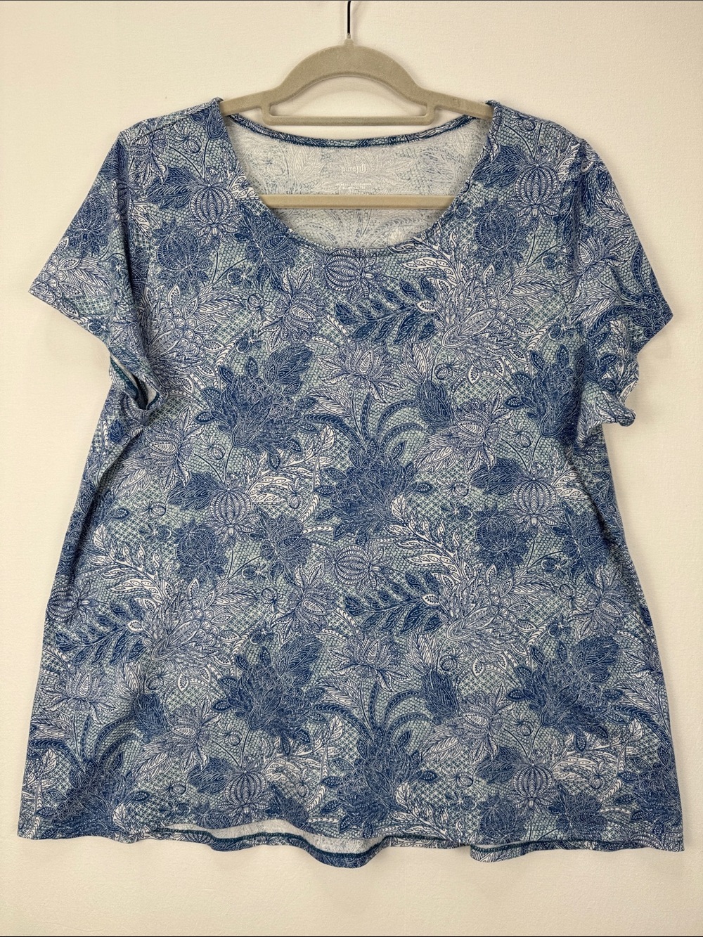 PureJill 100% Pima Cotton Scoop Neck Elliptical Tee Tops Size L Petite Set of 2 - Picture 2 of 8